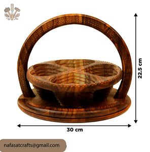 Handcrafted Foldable Wooden Dry Fruit Basket – Decorative Serving Basket for Kitchen & Table Decor