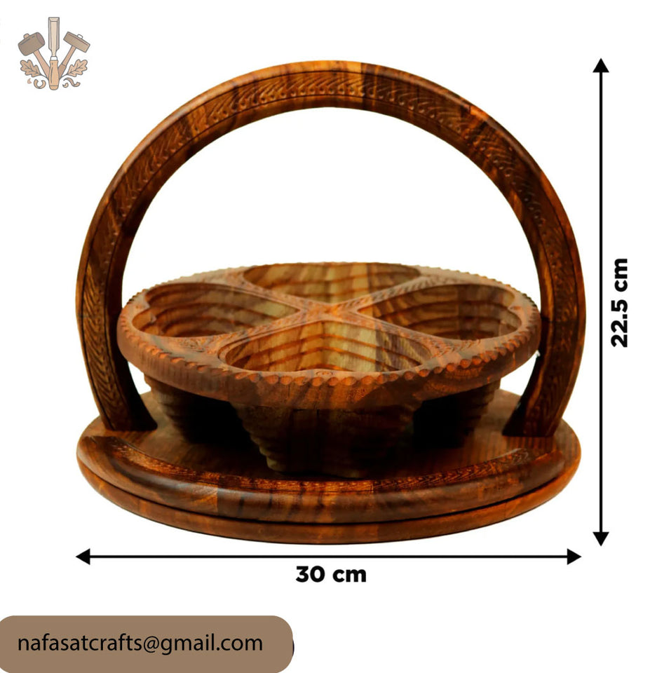 Handcrafted Foldable Wooden Dry Fruit Basket – Decorative Serving Basket for Kitchen & Table Decor