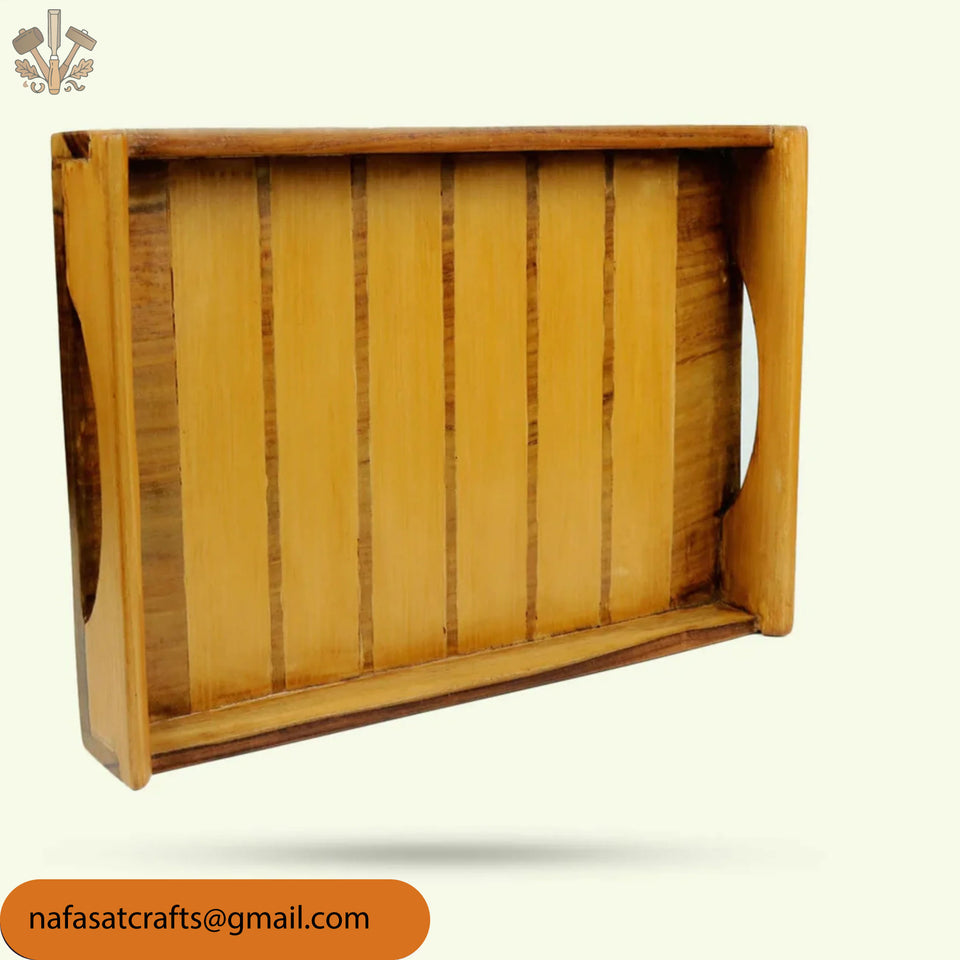 Handmade Wooden Breakfast & Coffee Serving Tray with Handles – Kitchen & Dining Serving Tray