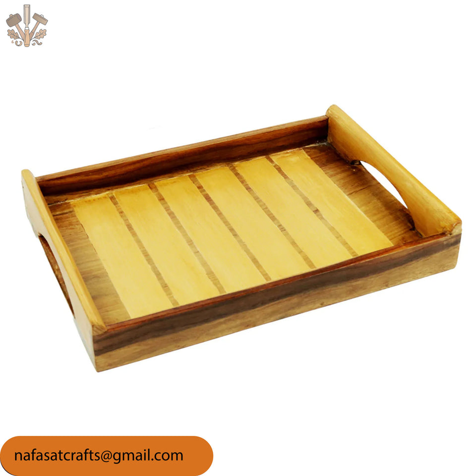 Handmade Wooden Breakfast & Coffee Serving Tray with Handles – Kitchen & Dining Serving Tray