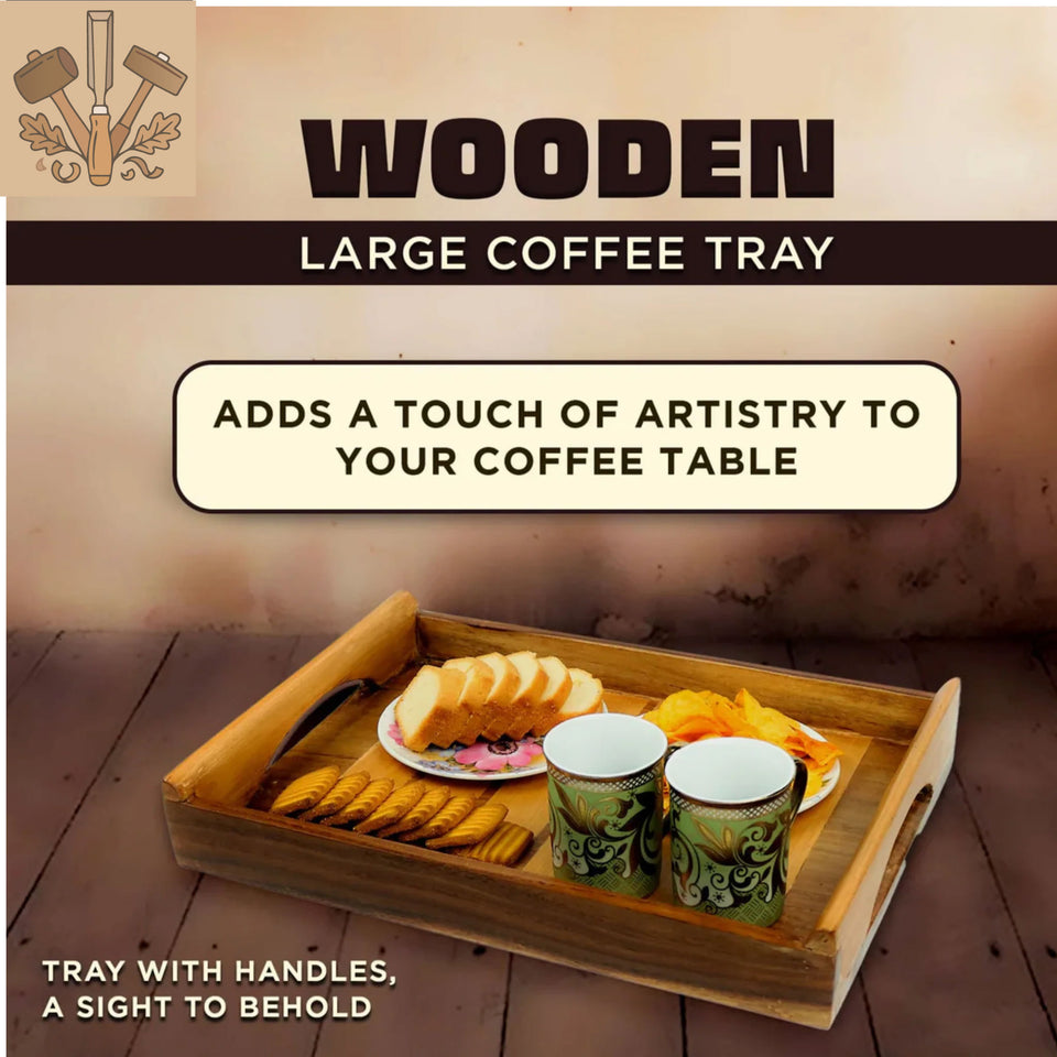 Handmade Wooden Breakfast & Coffee Serving Tray with Handles – Kitchen & Dining Serving Tray