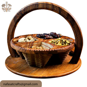 Handcrafted Foldable Wooden Dry Fruit Basket – Decorative Serving Basket for Kitchen & Table Decor