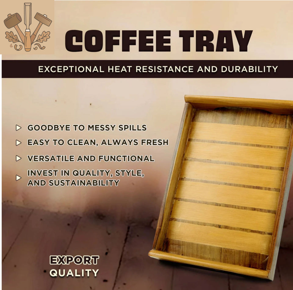 Handmade Wooden Breakfast & Coffee Serving Tray with Handles – Kitchen & Dining Serving Tray