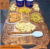 Handcrafted Wooden Dry Fruit Serving Tray – Decorative Snack & Nut Serving Tray