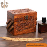 3-Step Kashmiri Carving Wooden Jewelry Box – Handcrafted Wooden Jewelry Storage Organizer