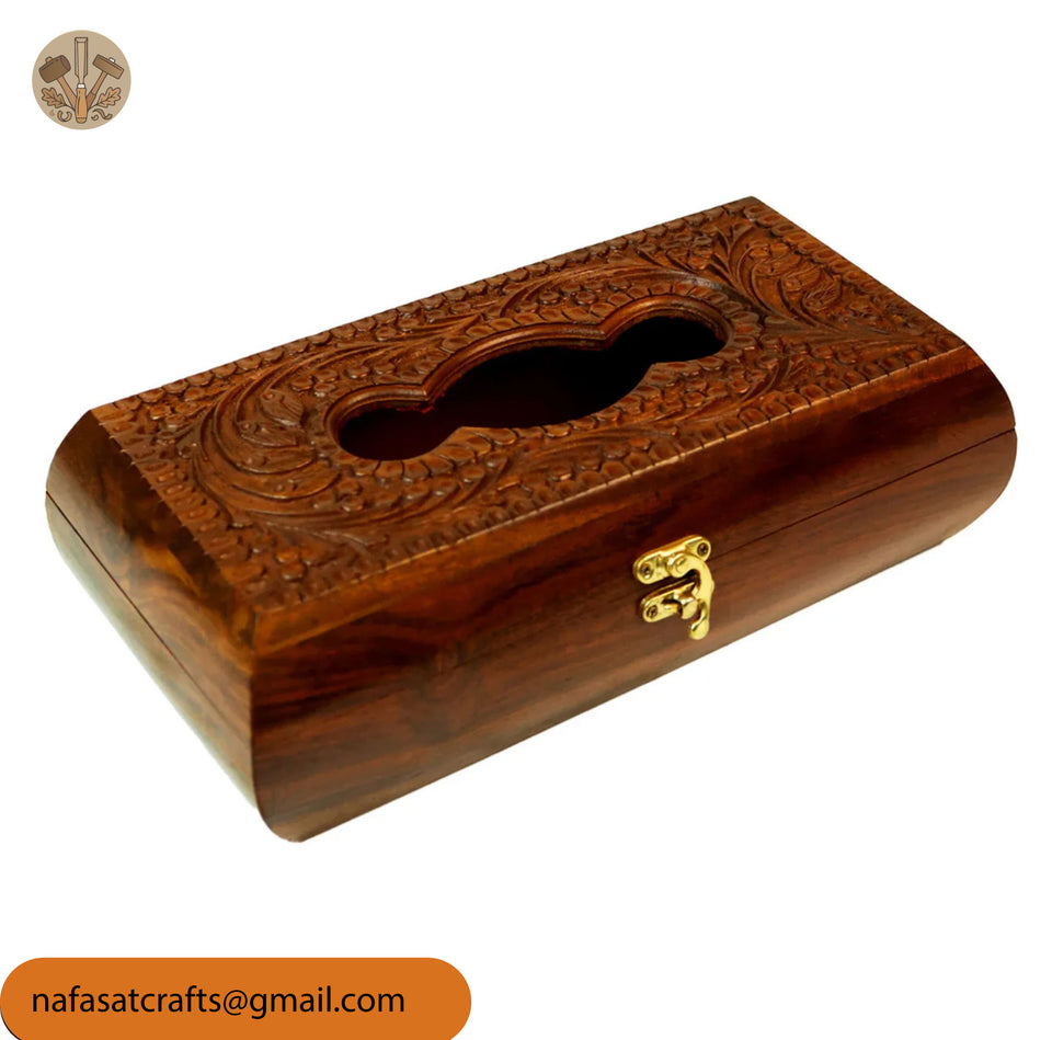 Handcrafted Wooden Tissue Box – Decorative Tissue Paper Holder for Home & Office