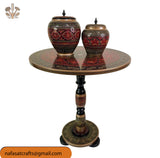 Naqashi Art Hand-Painted Round Wooden Coffee Table – Traditional Decorative Table (16" & 18")