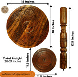 Hand-Carved Sheesham Wood Round Coffee Table – Handmade Wooden Living Room Table