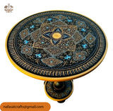 Naqashi Art Hand-Painted Round Wooden Coffee Table – Traditional Decorative Table (16" & 18")