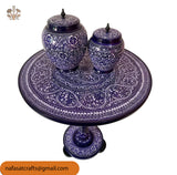Naqashi Art Hand-Painted Round Wooden Coffee Table – Traditional Decorative Table (16" & 18")