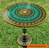 Naqashi Art Hand-Painted Round Wooden Coffee Table – Traditional Decorative Table (16" & 18")