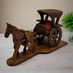 Handcrafted Wooden Horse with Cart – Traditional Decorative Showpiece & Unique Gift Item