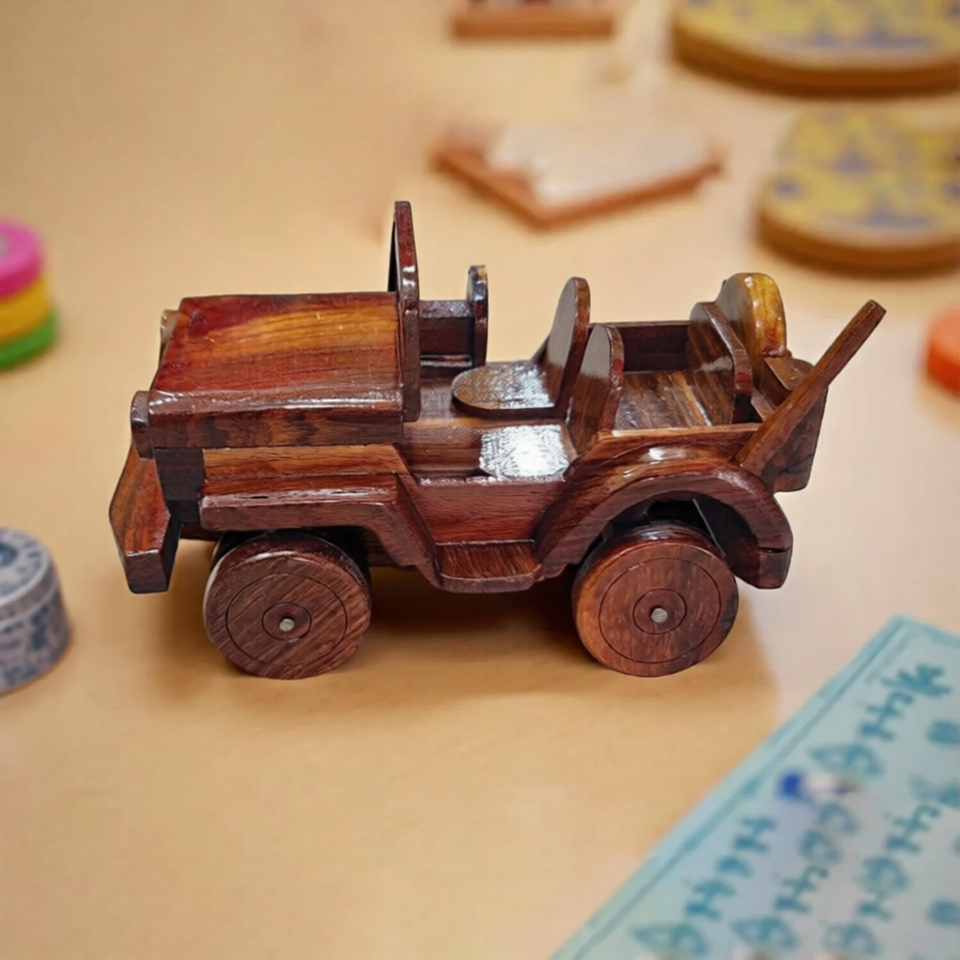 Personalized Wooden Toy Jeep – Custom Baby Boy Gift, Handmade Wooden Car Toy & Birthday Keepsake