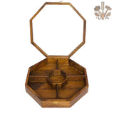 Handcrafted Sheesham Wood Dry Fruit Box with Glass Lid – Wooden Storage & Serving Box
