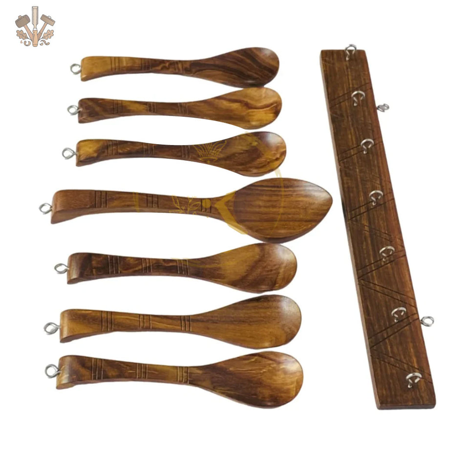 Premium Handcrafted Sheesham Wooden Serving Spoon Set – Elegant Kitchen & Dining Utensils