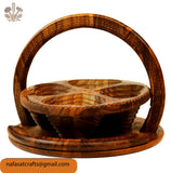Handcrafted Foldable Wooden Dry Fruit Basket – Decorative Serving Basket for Kitchen & Table Decor