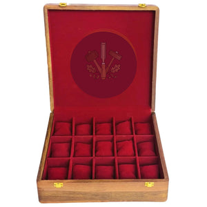 Handcrafted 15-Slot Wooden Watch Box – Premium Watch Organizer with Red Velvet Interior & Solid Wooden Lid