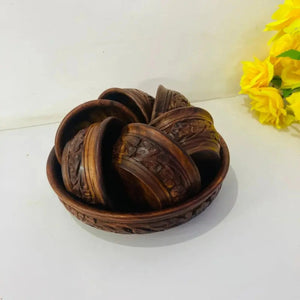 Handcrafted Wooden Bowl Set – 1 Large & 6 Small Serving Bowls for Dining Table & Kitchen