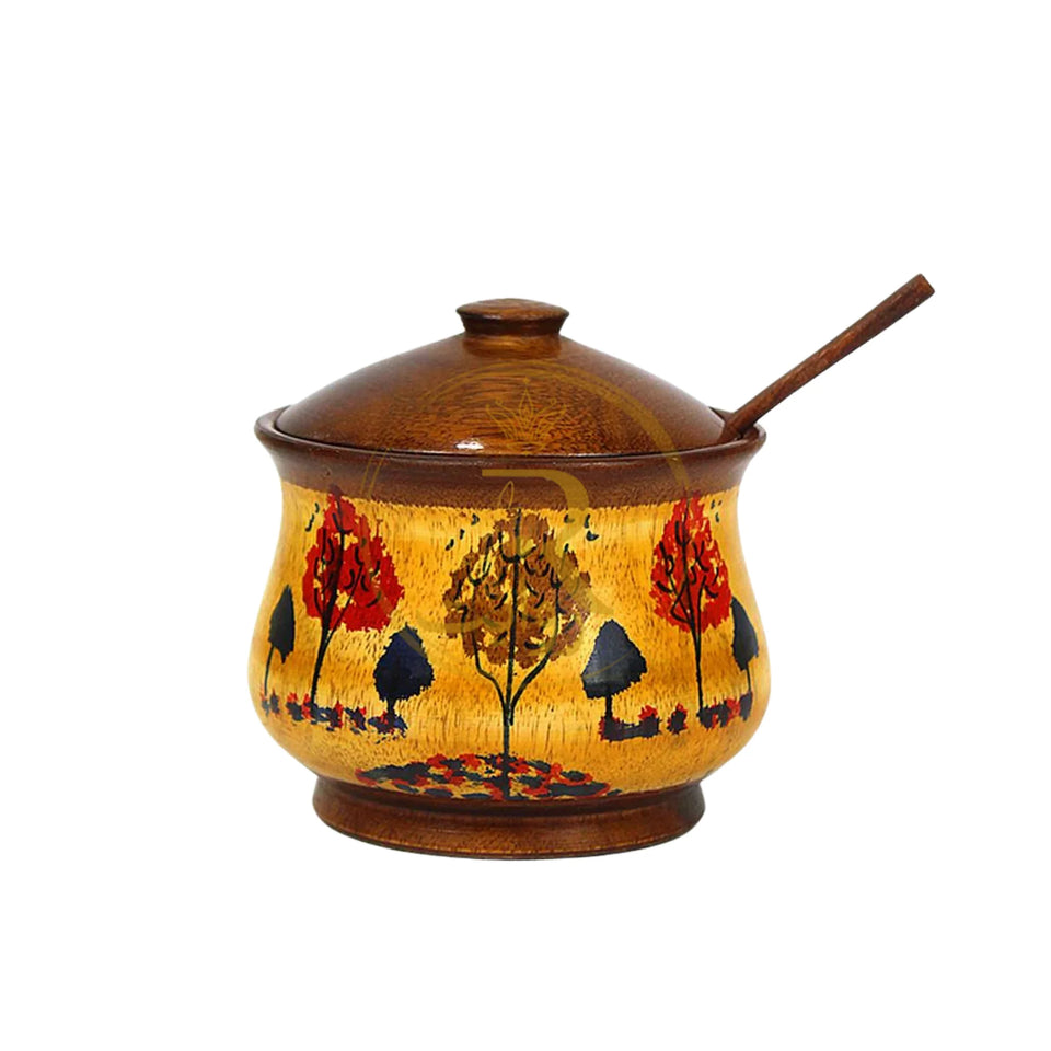 Chenille Wooden Sugar Pot – Handcrafted Wooden Sugar Bowl for Kitchen & Dining Table Decor
