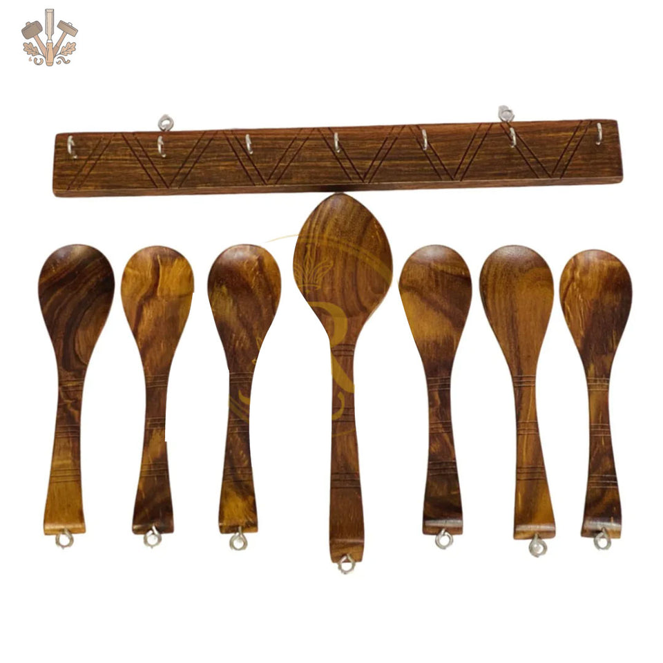Premium Handcrafted Sheesham Wooden Serving Spoon Set – Elegant Kitchen & Dining Utensils