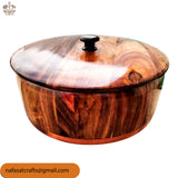 Handcrafted Wooden Roti Hotpot with Brass Work – Traditional Chapati Storage Box (No Steel Bowl)