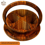 Handcrafted Foldable Wooden Dry Fruit Basket – Decorative Serving Basket for Kitchen & Table Decor