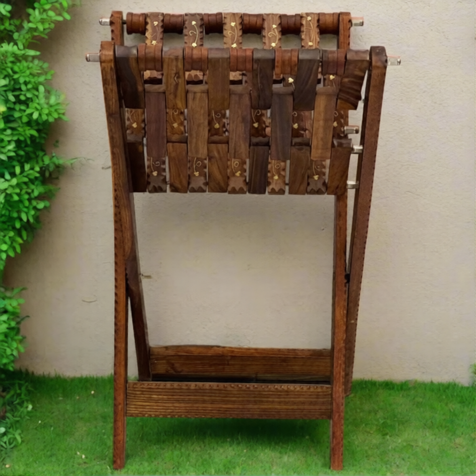Handcrafted Wooden Foldable Stool – Portable Durable Traditional Wooden Seating