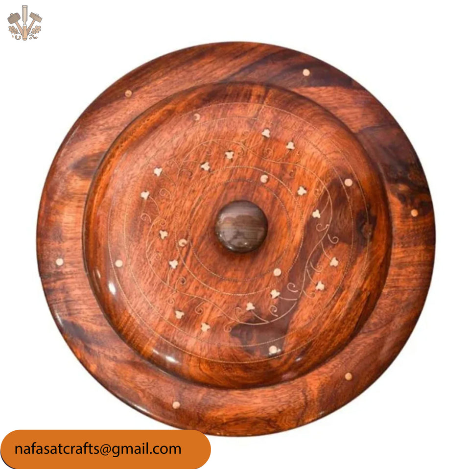 Handcrafted Wooden Roti Hotpot with Brass Work – Traditional Chapati Storage Box (No Steel Bowl)