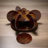 Handcrafted Wooden Tea Mat Set with Brass Work – Traditional Wooden Coasters & Table Decor Set
