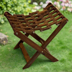 Handcrafted Wooden Foldable Stool – Portable Durable Traditional Wooden Seating