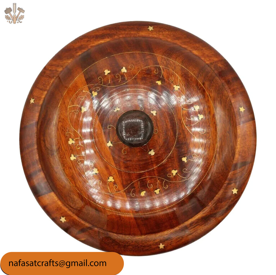 Handcrafted Wooden Roti Hotpot with Brass Work – Traditional Chapati Storage Box (No Steel Bowl)