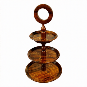 Handcrafted Sheesham Wood 3-Tiered Fruit & Cupcake Stand – Wooden Serving & Dessert Display Stand