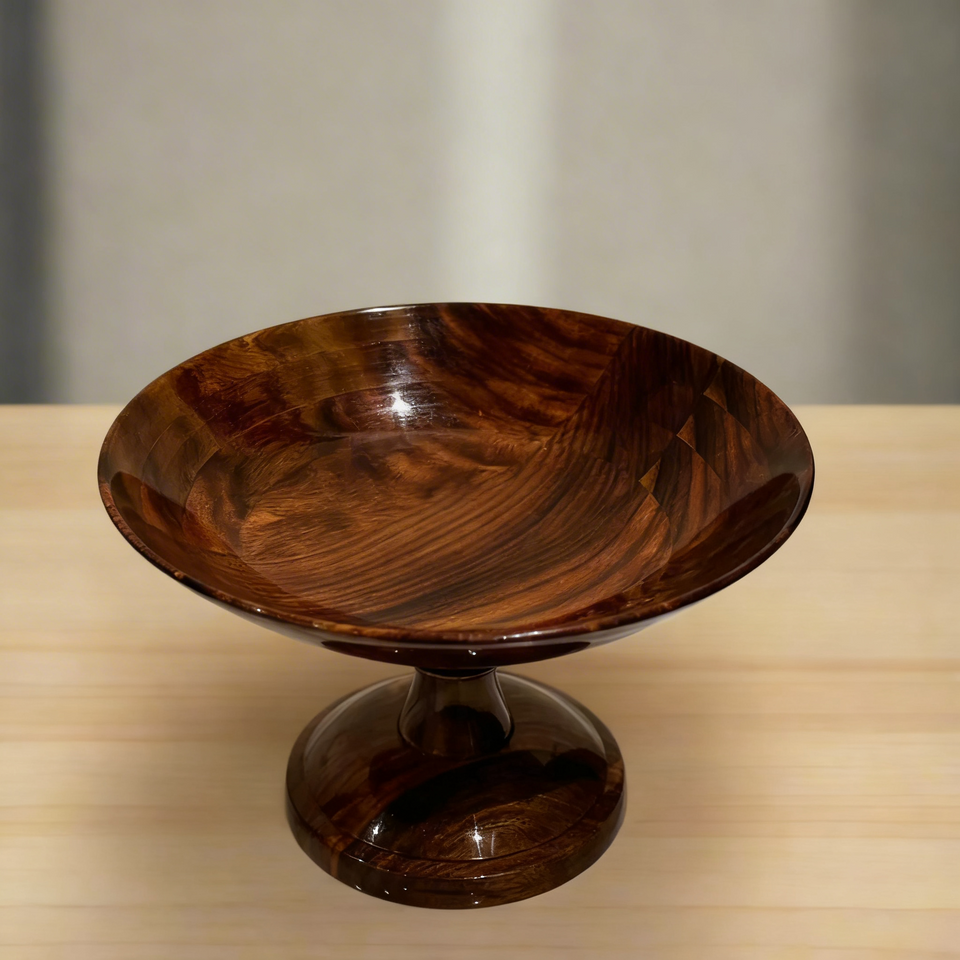 Handcrafted Wooden Fruit Bowl – 12 Inch Rosewood Decorative Bowl for Dining Table & Kitchen