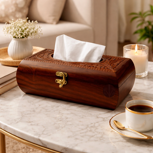 Handcrafted Wooden Tissue Box – Decorative Tissue Paper Holder for Home & Office