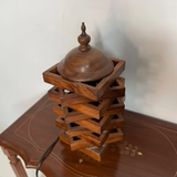 Handcrafted Wooden Table Lamp with Warm Light – Decorative Bedside & Living Room Lamp