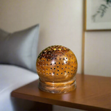 Handcrafted Dome-Shaped Wooden Lamp – Artistic Perforated Ambient Table Light