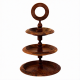 Handcrafted Sheesham Wood 3-Tiered Fruit & Cupcake Stand – Wooden Serving & Dessert Display Stand