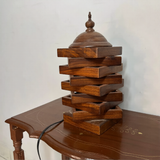 Handcrafted Wooden Table Lamp with Warm Light – Decorative Bedside & Living Room Lamp