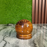 Handcrafted Dome-Shaped Wooden Lamp – Artistic Perforated Ambient Table Light