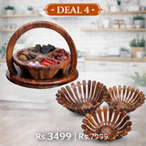 Wooden Dry Fruit Basket with Set of 3 Fruit Baskets – Decorative Wooden Serving & Storage Basket Set
