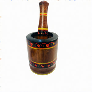 Wooden Handmade Mortar & Pestle (Chatu Danda) – Traditional Grinding Tool for Kitchen