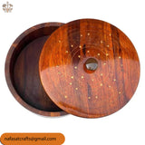 Handcrafted Wooden Roti Hotpot with Brass Work – Traditional Chapati Storage Box (No Steel Bowl)