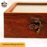 9 Section Wooden Masala Box with Lid – Handmade Wooden Spice Box Organizer for Kitchen Storage