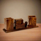 Handcrafted Wooden Desk Organizer – Multi-Compartment Office & Home Table Storage
