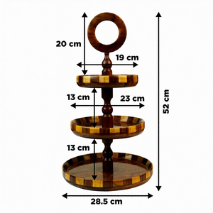 Handcrafted Sheesham Wood 3-Tiered Fruit & Cupcake Stand – Wooden Serving & Dessert Display Stand