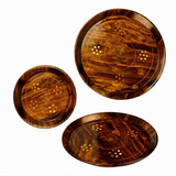Handcrafted Sheesham Wood Plate Set (3 Pieces) – Premium Wooden Serving Plates