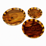 Handcrafted Sheesham Wood Plate Set (3 Pieces) – Premium Wooden Serving Plates