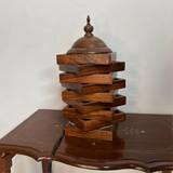 Handcrafted Wooden Table Lamp with Warm Light – Decorative Bedside & Living Room Lamp