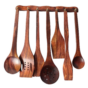 8 Pcs Handmade Sheesham Wooden Cooking Spoon Set | Kitchen Utensils Pakistan