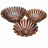 Set of 3 Handcrafted Wooden Fruit Baskets – Decorative Kitchen & Dining Fruit Storage Bowls